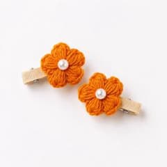 オレンジ フラワー キッズ ベイビー ヘアクリップ 2個セットのサムネイル