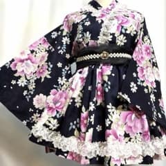 7175浴衣ドレス 地雷系 量産型 姫ギャル ロリータ 大人 ♡帯付き