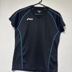 asics アシックス バボちゃん バレーボールウェア 半袖 M 黒 青のサムネイル