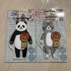 【新品】スティッキーフックフレンズ　2個セット(パンダ、サバトラ)のサムネイル