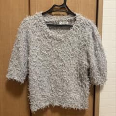 INGNI フリンジ 半袖ニット グレー Mサイズのサムネイル