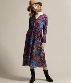グレースコンチネンタル ボタニカルスカーフワンピース 38 パープル