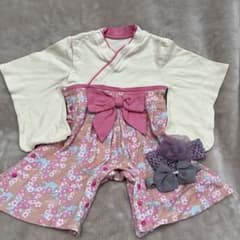 ベビー袴　ピンク　花柄　節句　雛祭り　お祝いのサムネイル