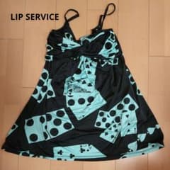 【中古】LIP SERVICE ノースリーブチュニック トランプ 柄黒 水色のサムネイル