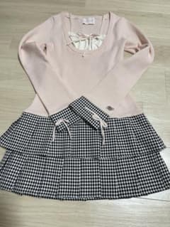 ハニーミュウ 千鳥プリーツドッキングワンピース ピンク - メルカリ