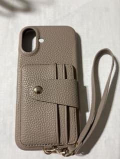 ベージュ レザー風 iPhoneケース カードポケット付きのサムネイル