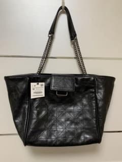ZARA チェーン　トートバッグ　黒のサムネイル