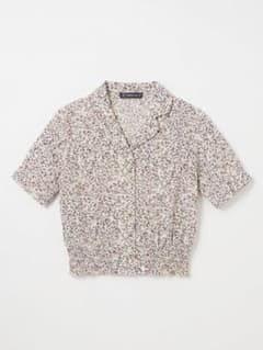 【as know as】アズノゥアズ 小花柄 開襟半袖ブラウス シャーリングのサムネイル