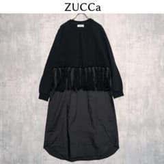 ZUCCa ズッカ【M】異素材ドッキングワンピース　ブラック ZUCCa ズッカ【M】異素材ドッキングワンピース ブラック - メルカリ