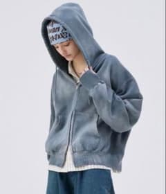 【新品】 ヘビーウェイトダブルジップフーディー ダークブルー soerteのサムネイル