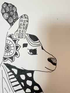 手描きイラスト ポストカード カンガルーのサムネイル