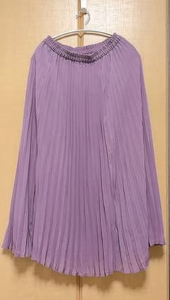 GU プリーツロングスカート M パープル ウエストゴム