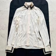 CHANEL シルク ココマークレース エンブロイダリー パールボタンシャツ CHANEL シルク ココマークレース エンブロイダリー パールボタンシャツ