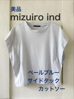 美品 mizuiro ind フレンチスリーブ ペールブルー 綿100%のサムネイル