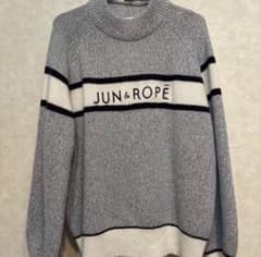 ジュン＆ロペ タートルネック リブニット セーター ブラック L ウール