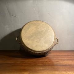 Vintage Marfa percussion instrument, drum, Middle Eastern/African interior object.