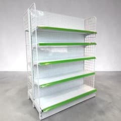引き取り限定 ゴンドラ什器 高さ1650×幅1190×両面 両サイド網付⑩
