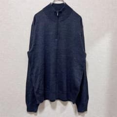 グッドスレッズ 無地 ハーフジップニット 長袖 L 濃灰 メリノウール100%のサムネイル