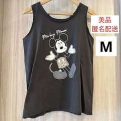 【美品 M】Disney ミッキー ノースリーブ タンクトップ トップス 黒のサムネイル