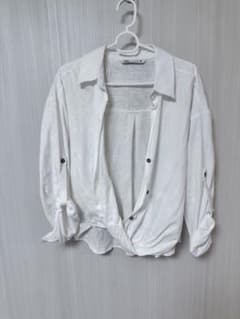 ZARA リネンブレンドシャツ ホワイト Sのサムネイル