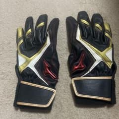 MIZUNO バッティンググローブ 両手用 ブラック ゴールドのサムネイル