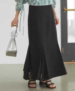 VIS マーメイドスカート　シアープリーツ　ブラック　ロングスカートのサムネイル