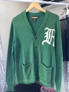 グリーン カーディガン Rロゴ付きのサムネイル