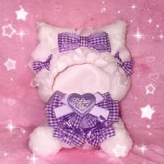 ♡ 16cm ぬい服 おすわり しろねこ 紫ギンガム にじぬい ♡ - メルカリ