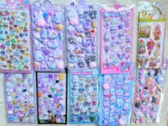 【大容量】ぷっくり立体シール まとめ売り 動物 フルーツ アイス デコ手帳DIYのサムネイル