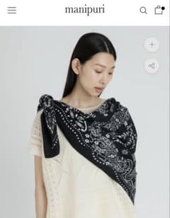 完売品！マニプリ人気柄◎カレイド ウールシルクストール 120 スカーフ 黒 完売品！マニプリ人気柄◎カレイド ウールシルクストール 120 スカーフ
