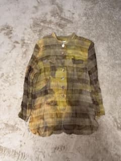 ビルダジュール ville d'azur シアーブラウス ワッフル加工 貝ボタンのサムネイル