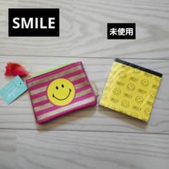 ♥SMILE♥未使用　スマイリーグリッターポーチ・メモパッド　スクエア