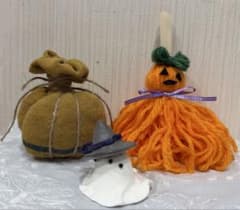 ハロウィンハンドメイド飾り3点セットかぼちゃ　おばけのサムネイル