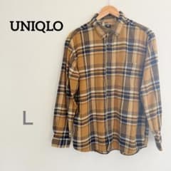 UNIQLO フランネルチェックシャツ イエロー L