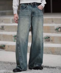 WYM VINTAGE WASHED CURVED DENIM XSのサムネイル