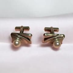 パール付き カフリンクス　シルバー