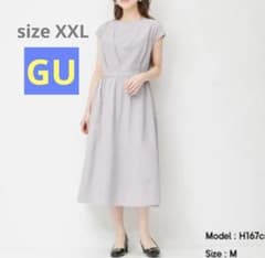 美品 GU タックワンピース　グレーのサムネイル