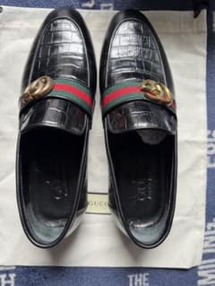 GUCCI クロコダイル風 ブラックローファー 40 - メルカリ