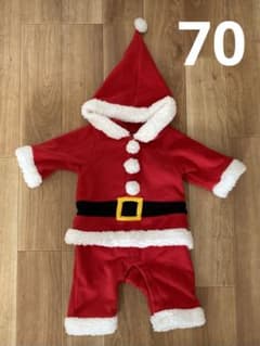 クリスマス　フード付きサンタロンパース70のサムネイル