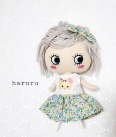 イルメールの服　ねこ花柄水色　ハッピードールの服　イーマリーちゃん服のサムネイル