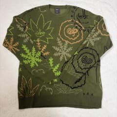 HUF 総柄 ニット セーター カーキ Lのサムネイル
