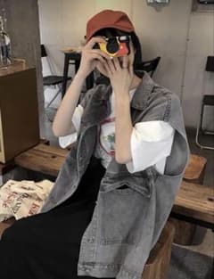 グレー デニムベスト ワンサイズのサムネイル
