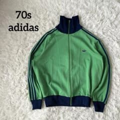 70s adidas デサント製 トラックジャケット 3号 ライム×ネイビー