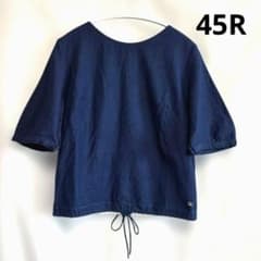 美品☆45R☆ゴマデニム 半袖ブラウス インディゴ☆藍染 - メルカリ