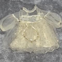 子供用 ドレス 110cmチュールドレス 花柄刺繍のサムネイル