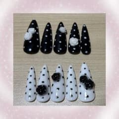 現品　ネイルチップ ウィッシュコア シズニルック ドット柄 つけ爪 ロングのサムネイル