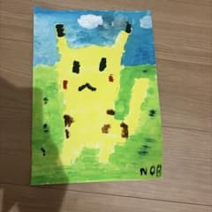 水彩画　手描きイラスト ピカチュウ ポケモンのサムネイル