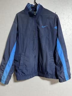 【古着】NIKE ハーフジップ ナイロンジャケット ネイビー Mサイズのサムネイル