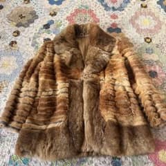 美品 ヴィンテージ リアルファー コート 毛皮 ジャケット パッチワーク 