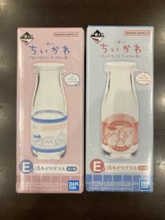 치이카와 이치 반 쿠지 온천 글라스 2 종류 세트 1 번 복권 E 상 우유 병
